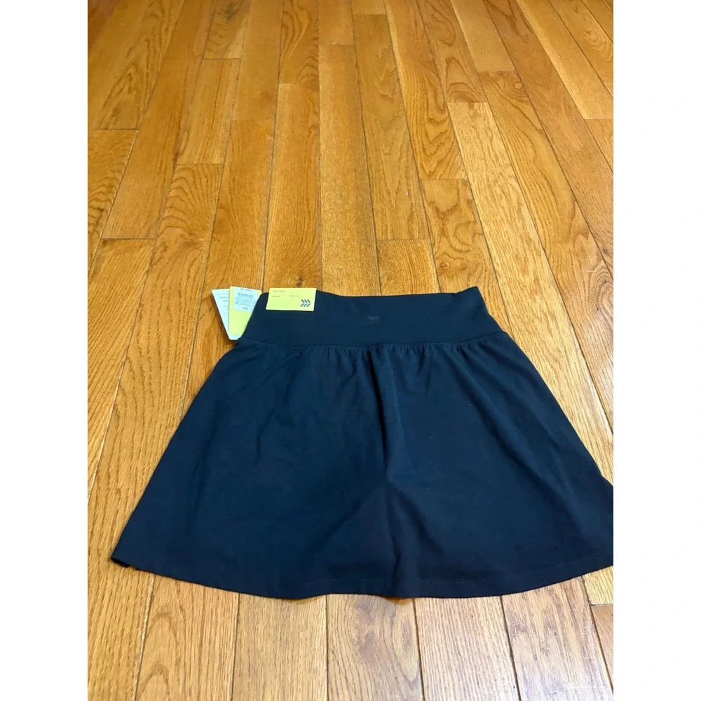 All in Motion Womens Black Mid Rise Knit Skort XS New 4 Inch Inseam Pocket